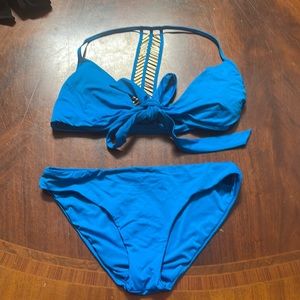 Laundry by Shelli Segal Royal blue  gold hardware decorative back bikini medium